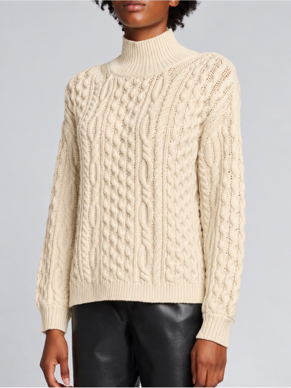 Alice + Olivia Soft White Cable Turtleneck Sweater NWT